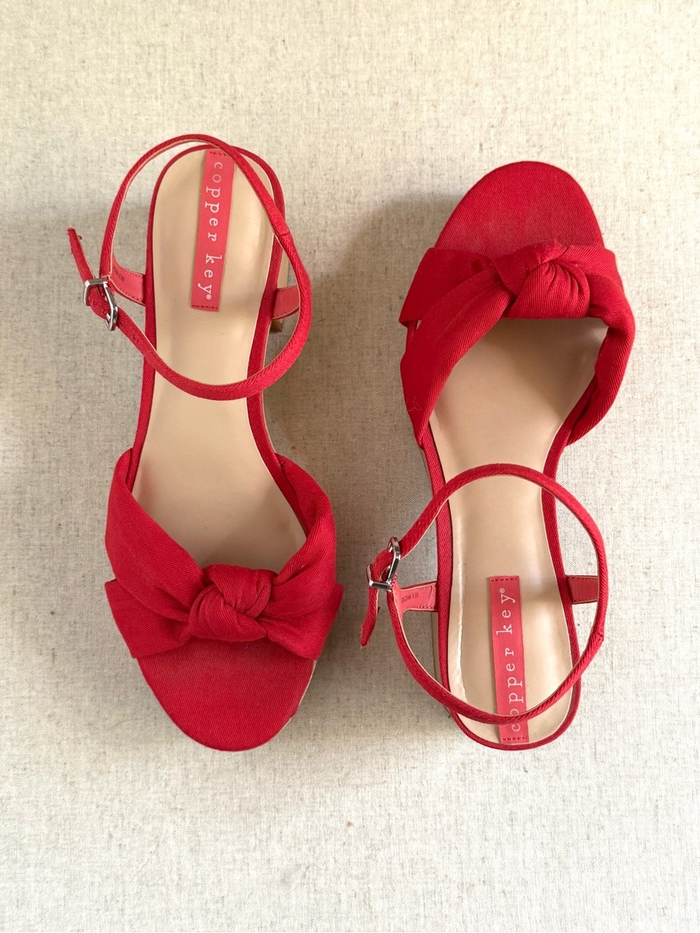 Copper Key Red Knotted Platform Sandals – Size 8.5 – Worn Once